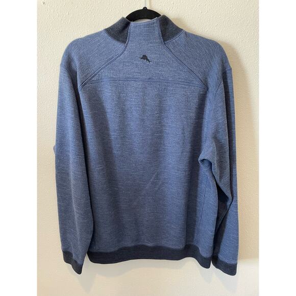Tommy Bahama 1/2 Zip Sweater, Blue, 100% Cotton, Reversible - Picture 2 of 3